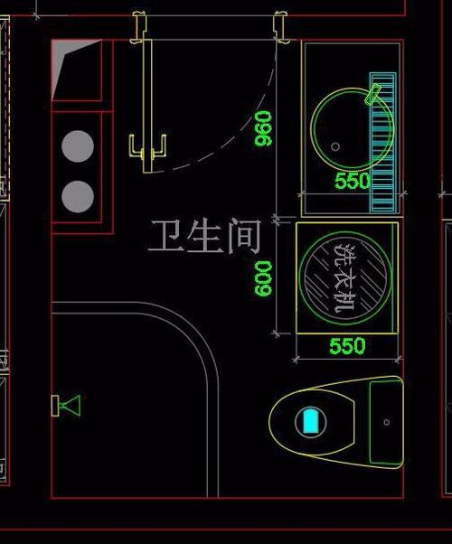 卫生间管理间平面图，四分离卫生间平面图